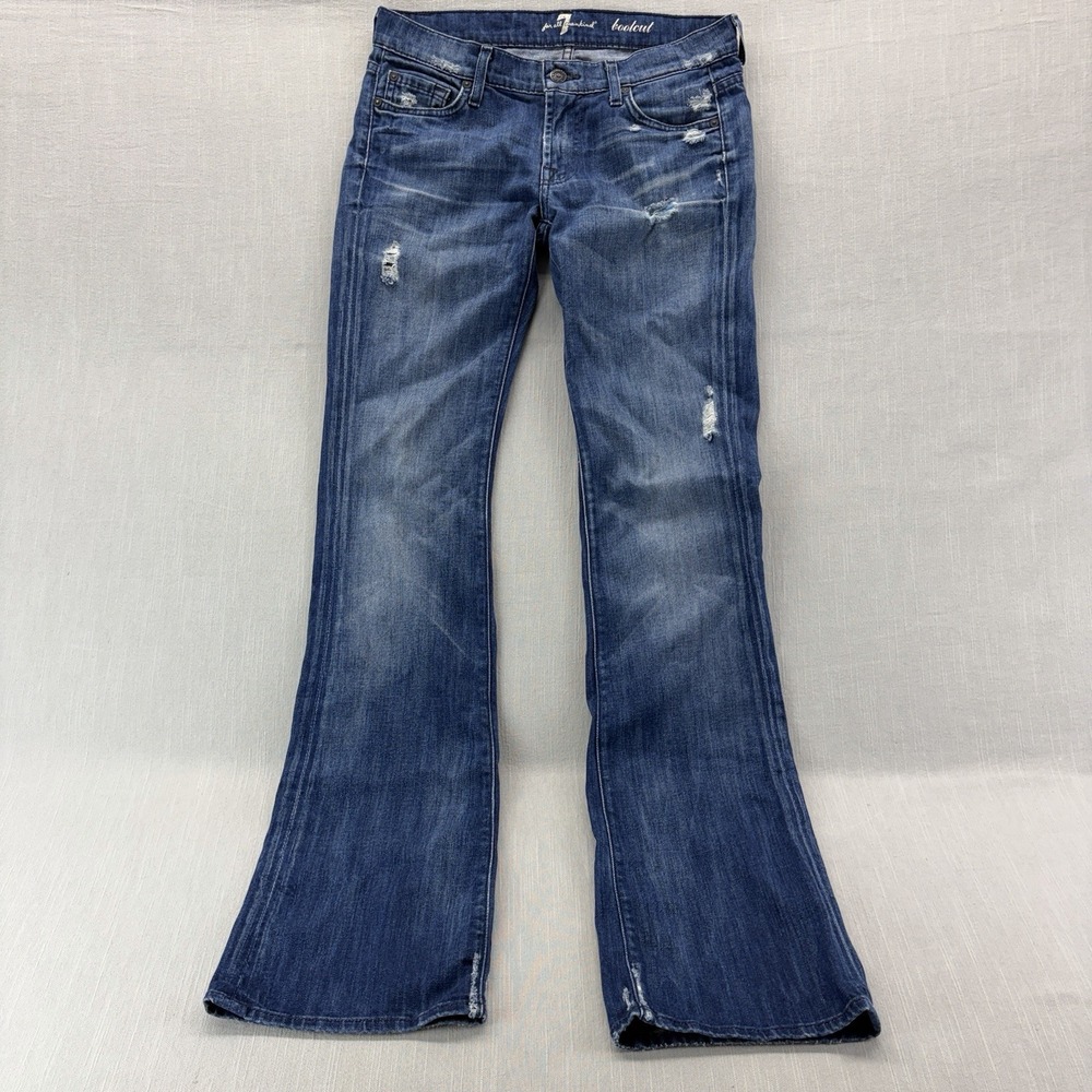 7 For All Mankind Women's Bootcut Jeans Size 27 Light Wash USA Made